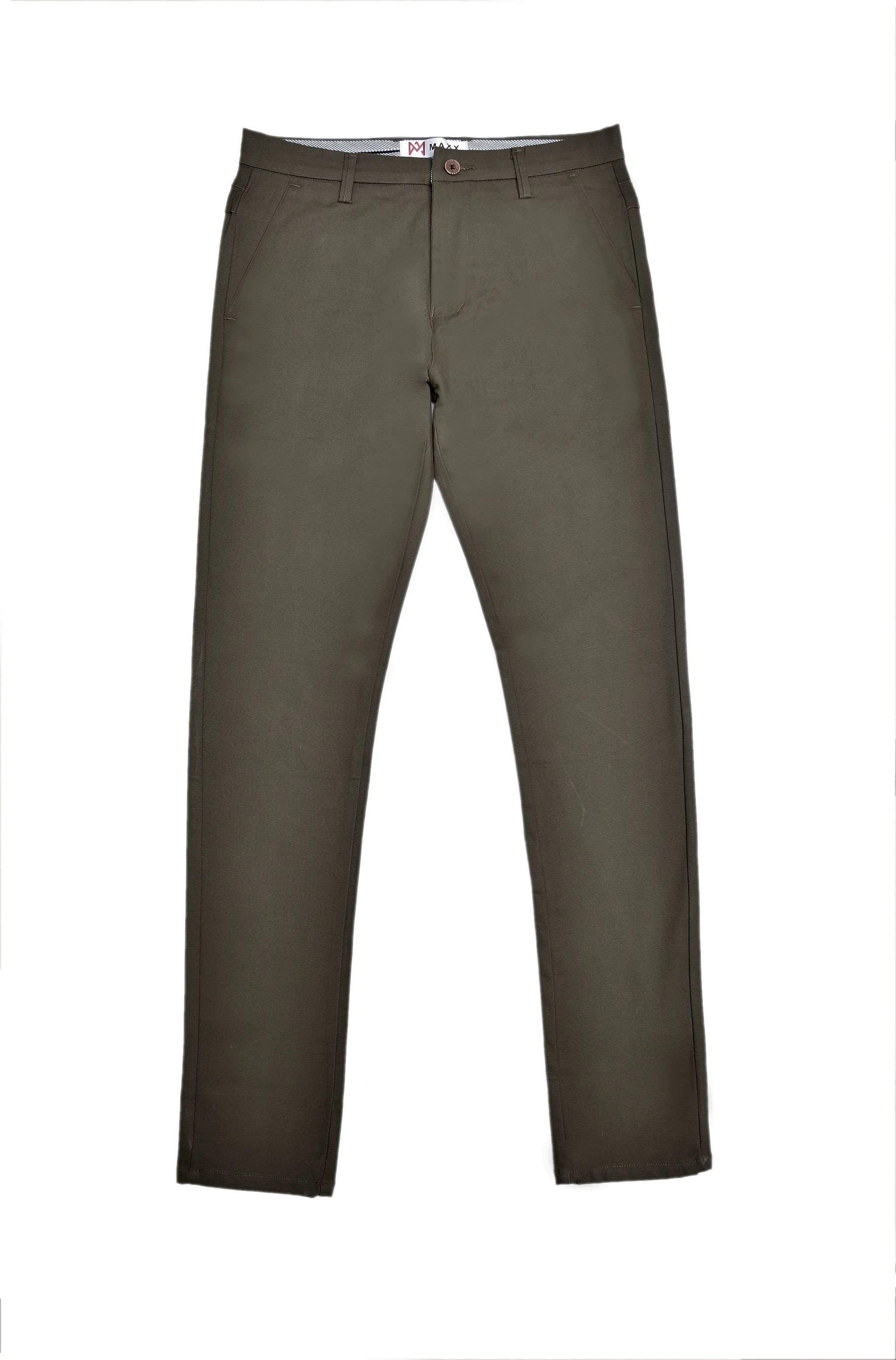 Olive Green Textured Cotton Chinos Pants