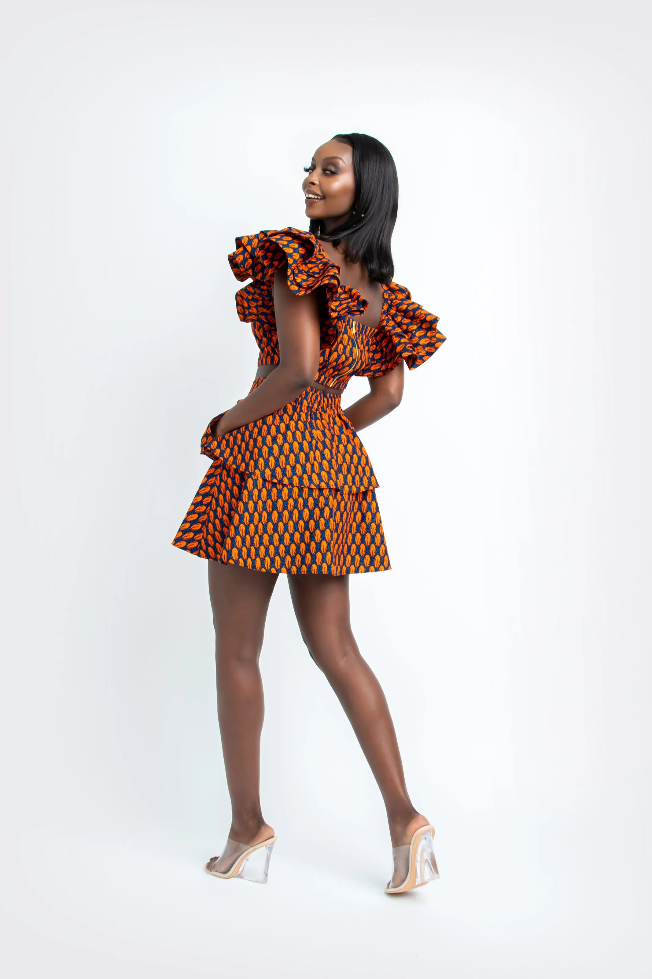 OMOLARA African Print Layered Mini Skirt