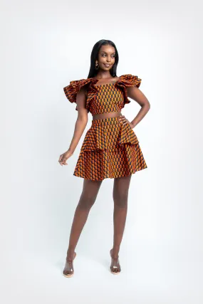 OMOLARA African Print Layered Mini Skirt