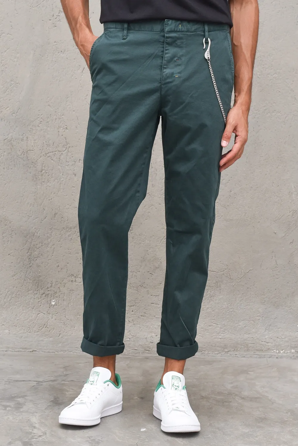 Pantaloni Chinos Slim-Verde Bottiglia