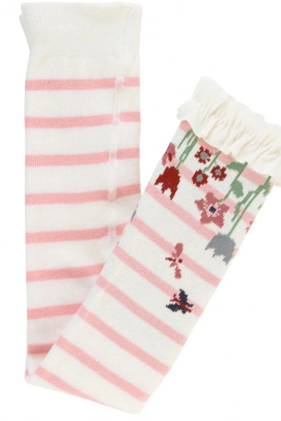 Pink/Ivory Floral Stp Footless Tights