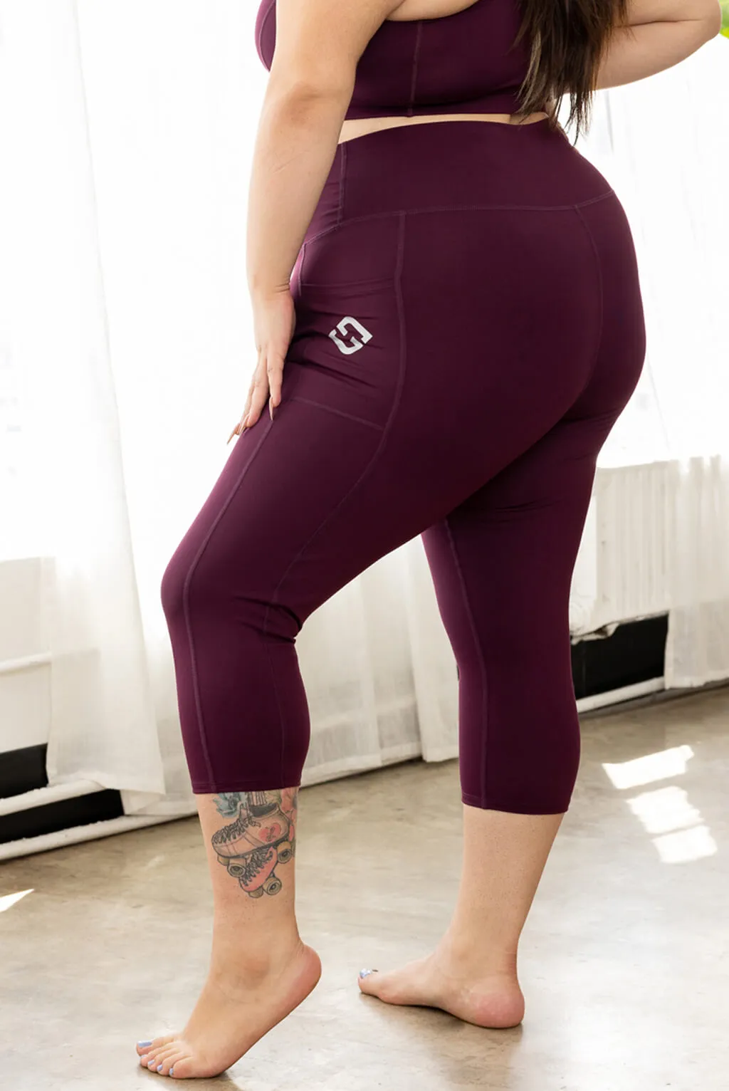 Pocket Capris - Burgundy - FINAL SALE