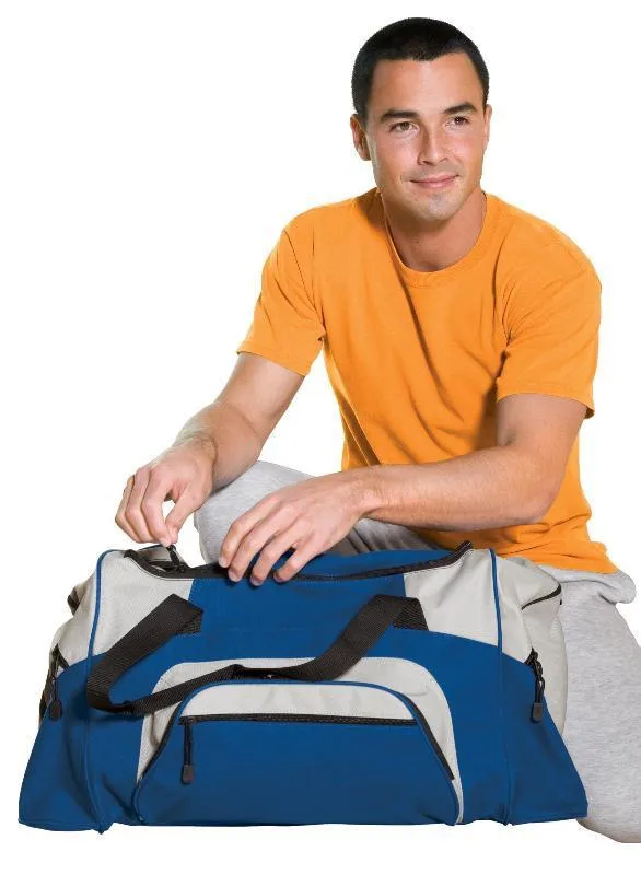 Poly Colorblock Sport Duffel  With Two Large Zippered Pockets