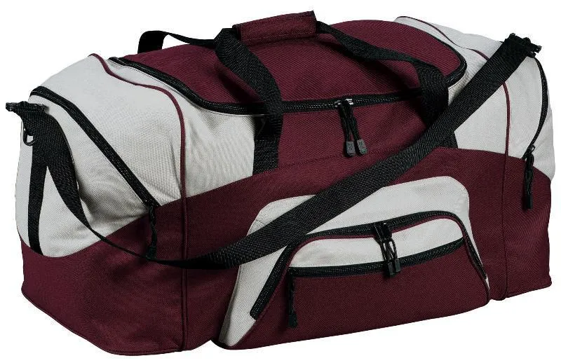 Poly Colorblock Sport Duffel  With Two Large Zippered Pockets