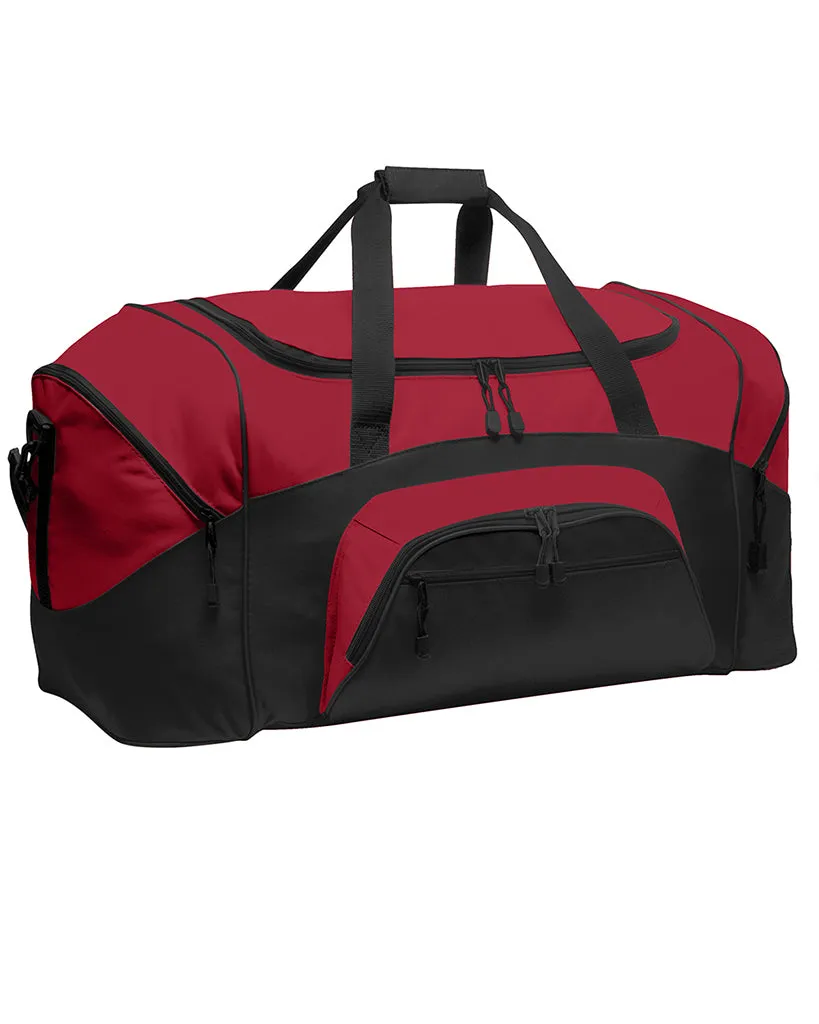 Poly Colorblock Sport Duffel  With Two Large Zippered Pockets