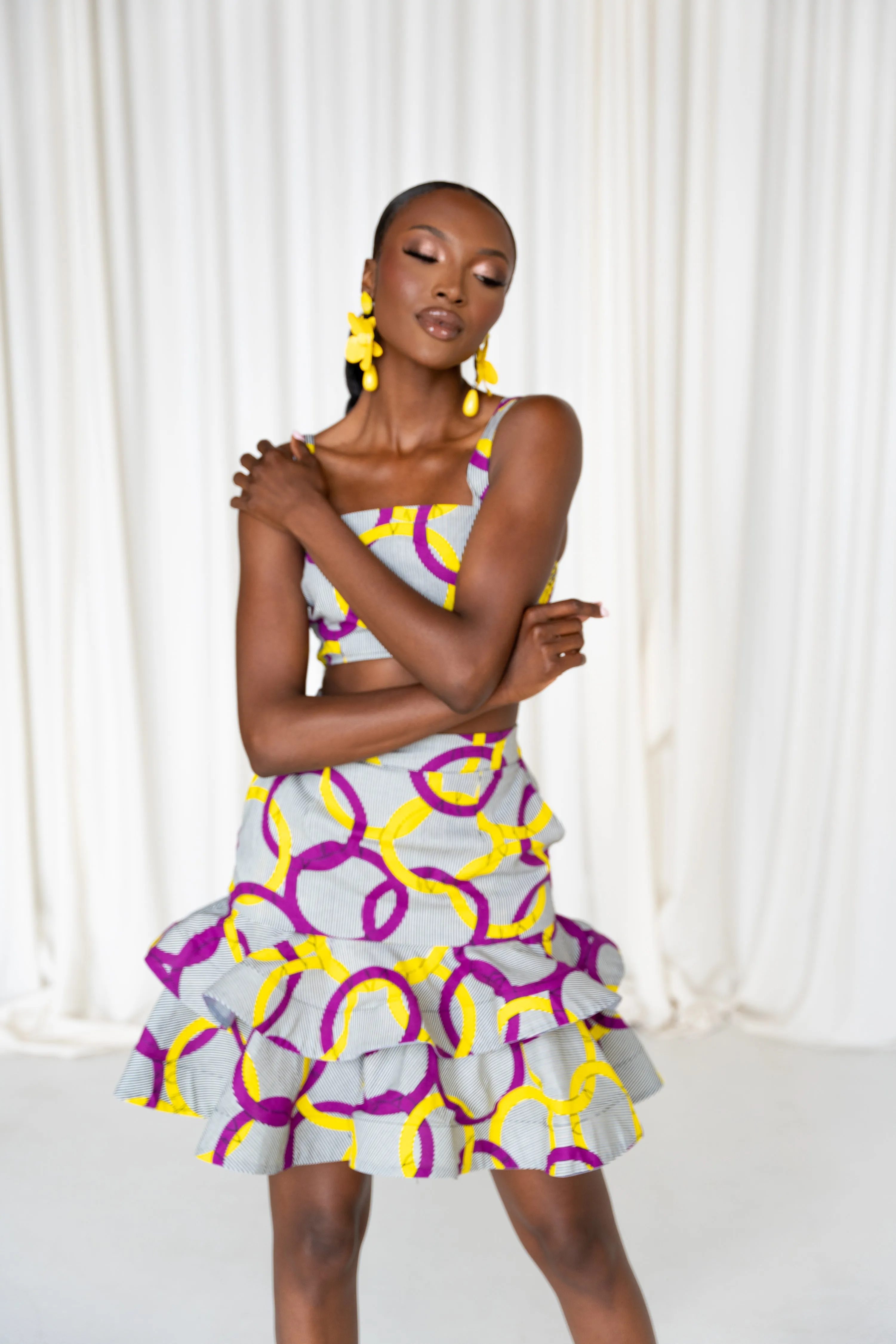 POSI African Print Layered Mini Skirt