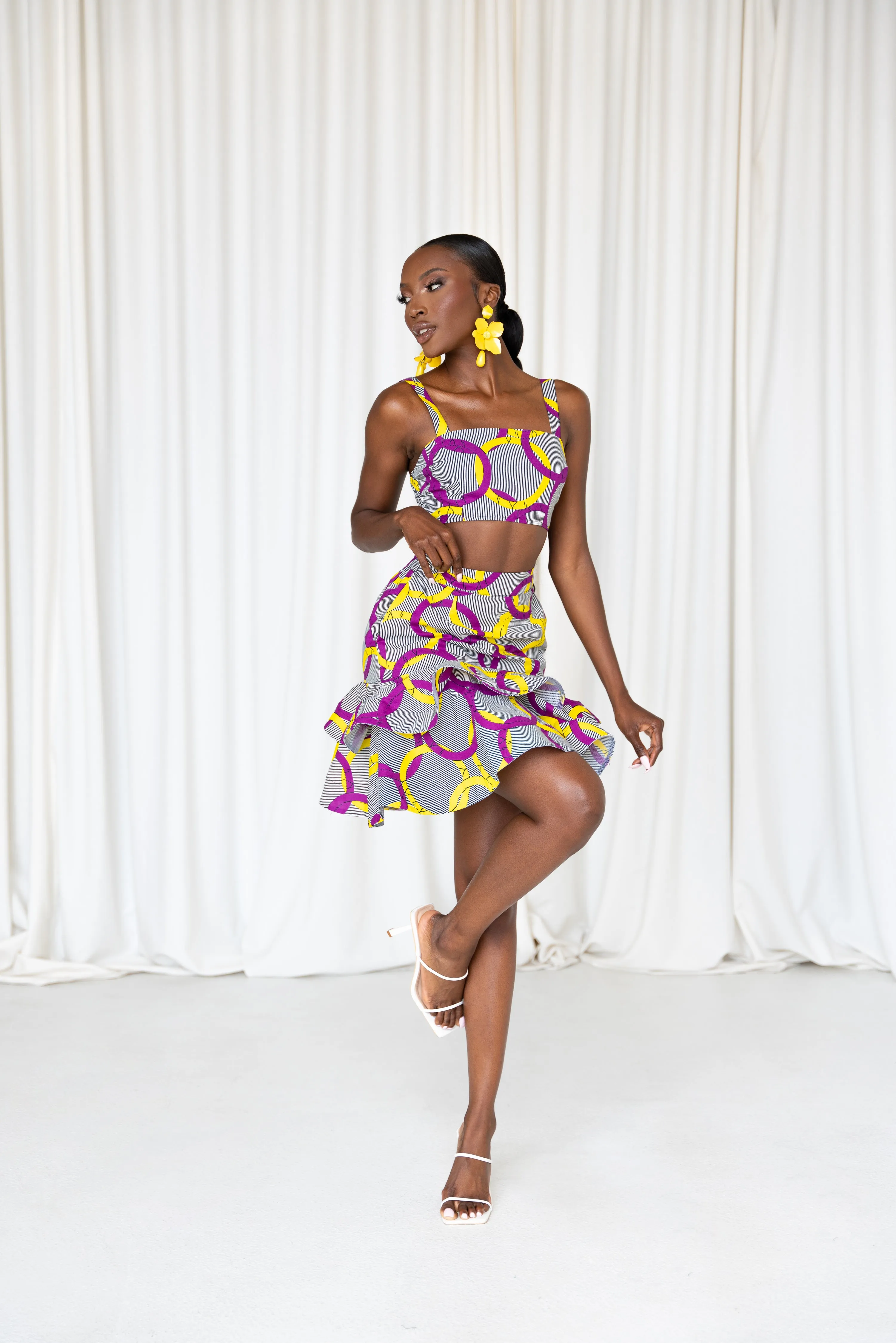 POSI African Print Layered Mini Skirt