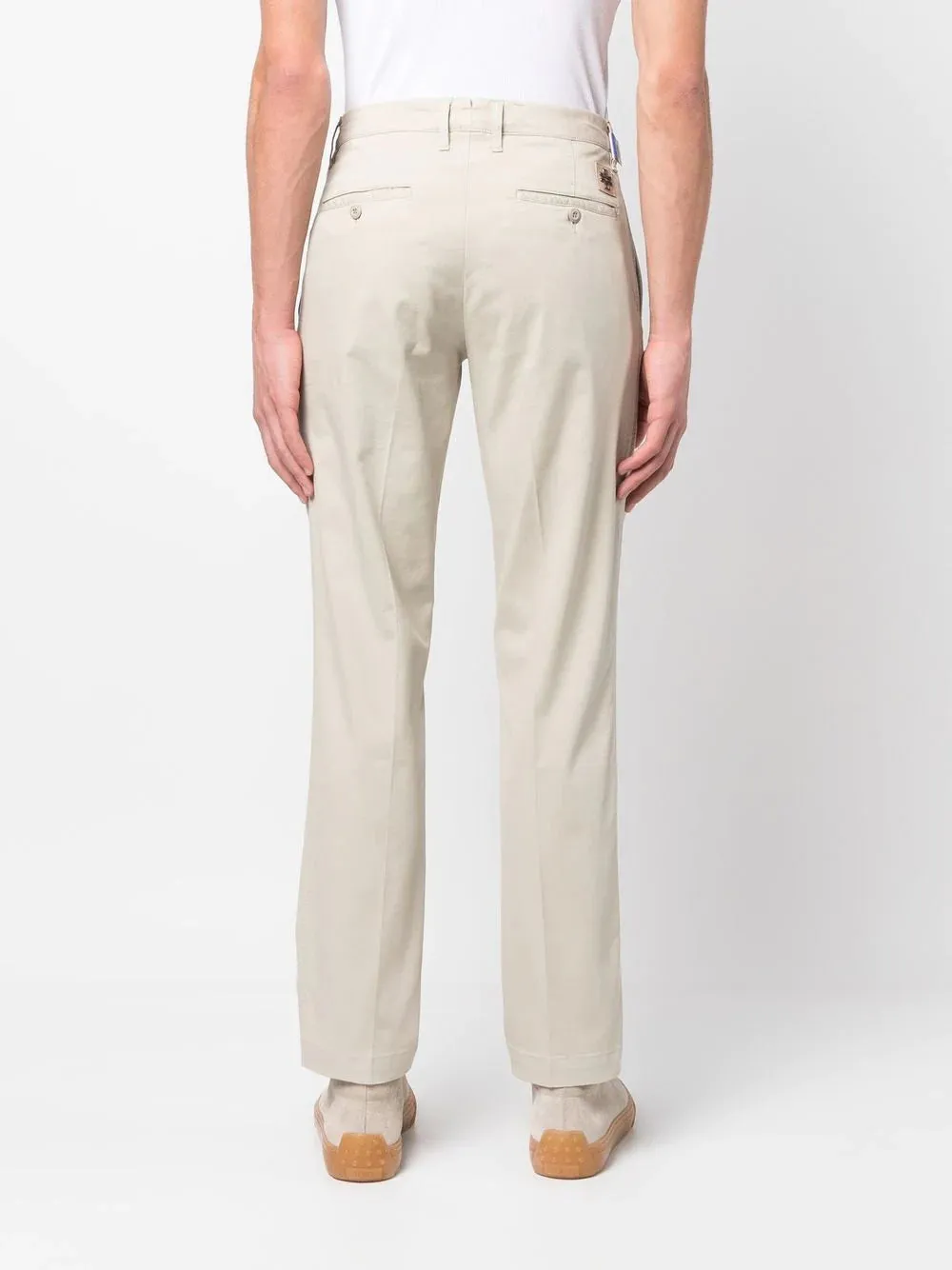 pressed-crease four-pocket chinos