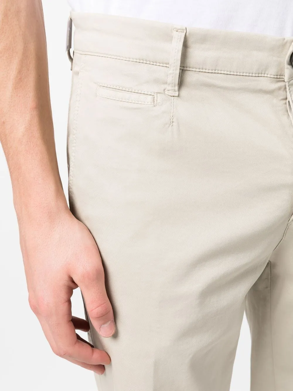 pressed-crease four-pocket chinos