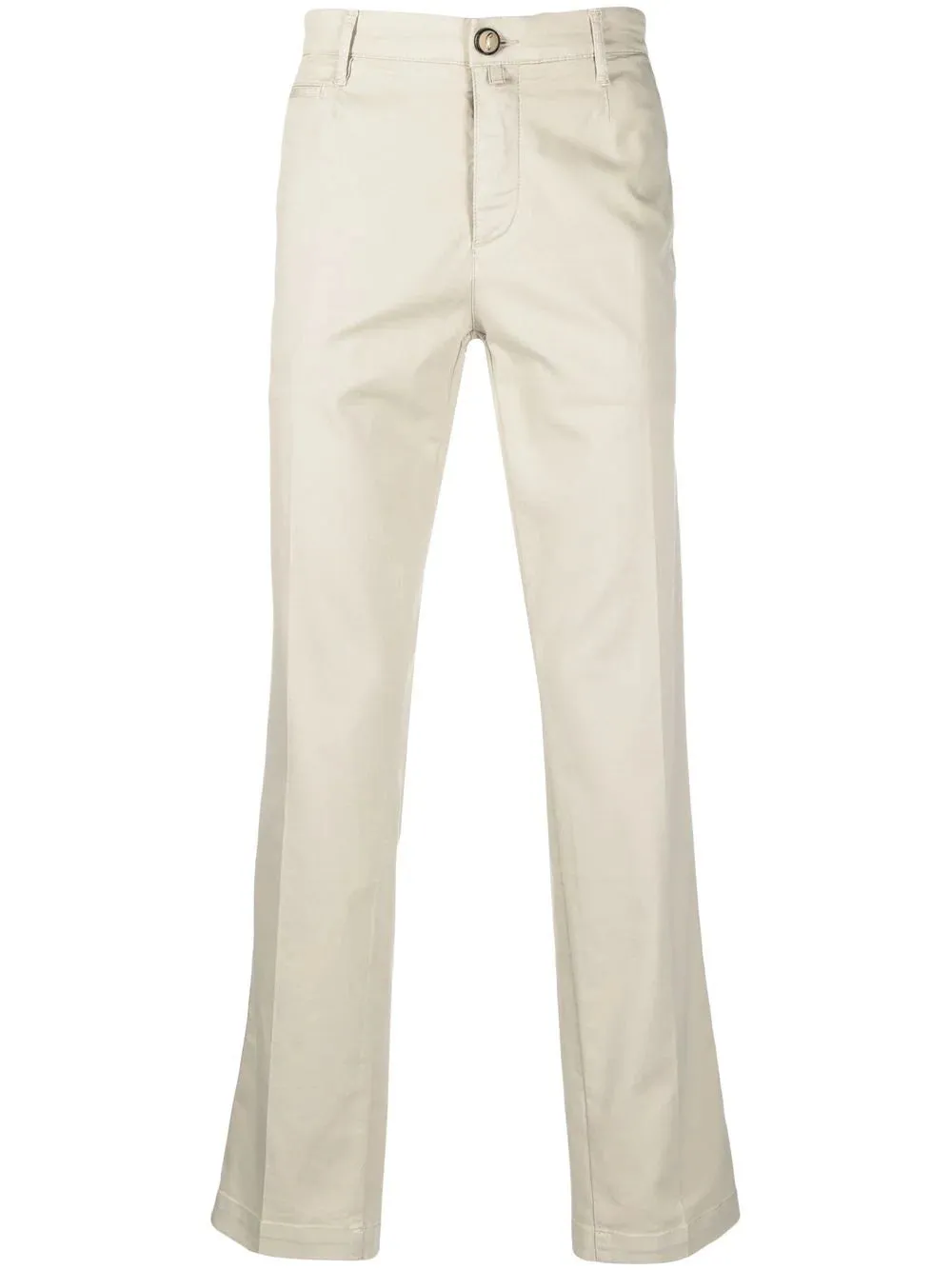 pressed-crease four-pocket chinos