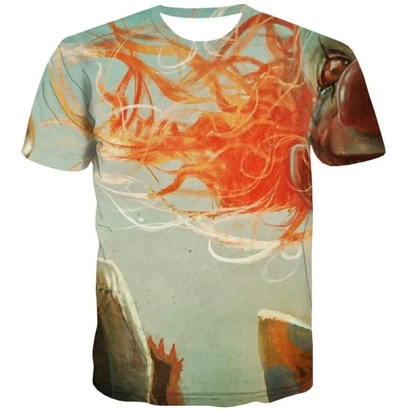 Psychedelic T-shirt Men Abstract T shirts Funny Colorful Tshirt Anime Harajuku T-shirts 3d