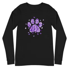 Purple Paw Print of Hearts Long Sleeve Tee