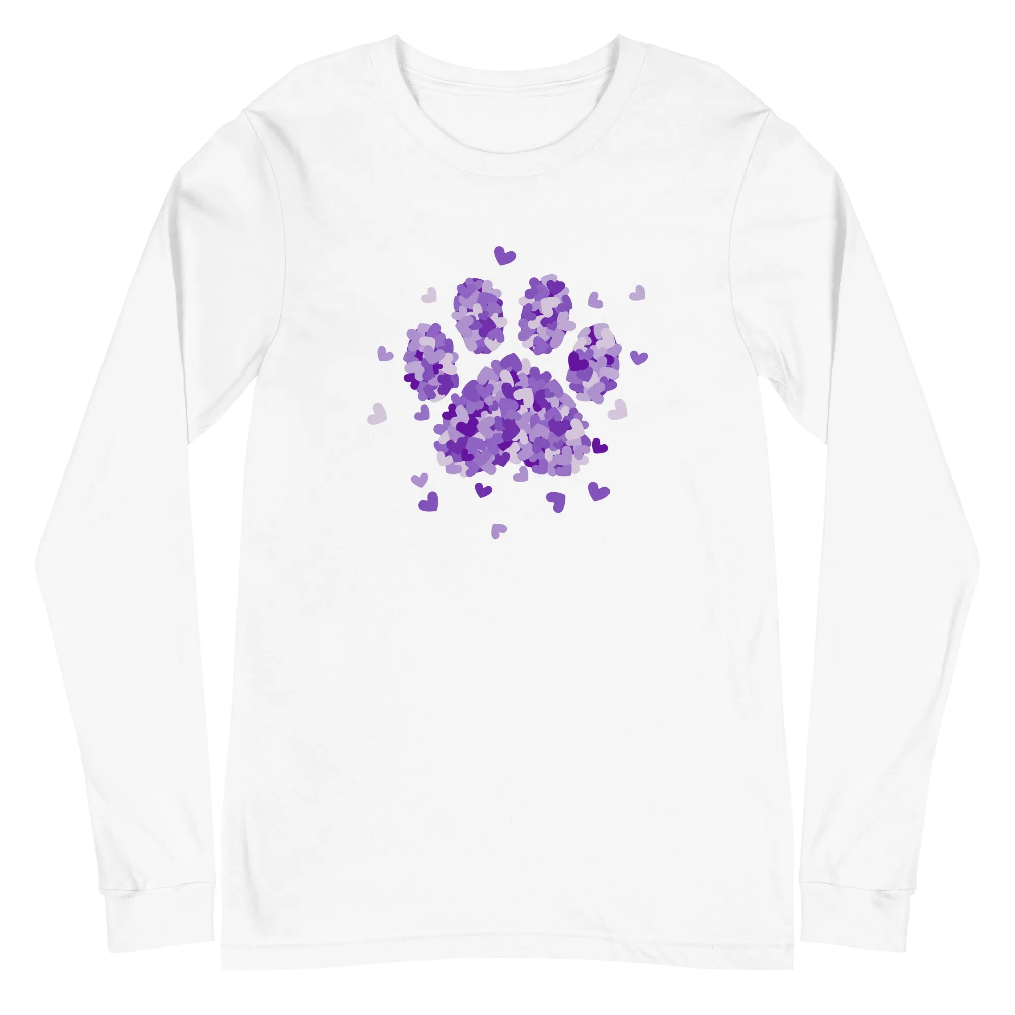 Purple Paw Print of Hearts Long Sleeve Tee