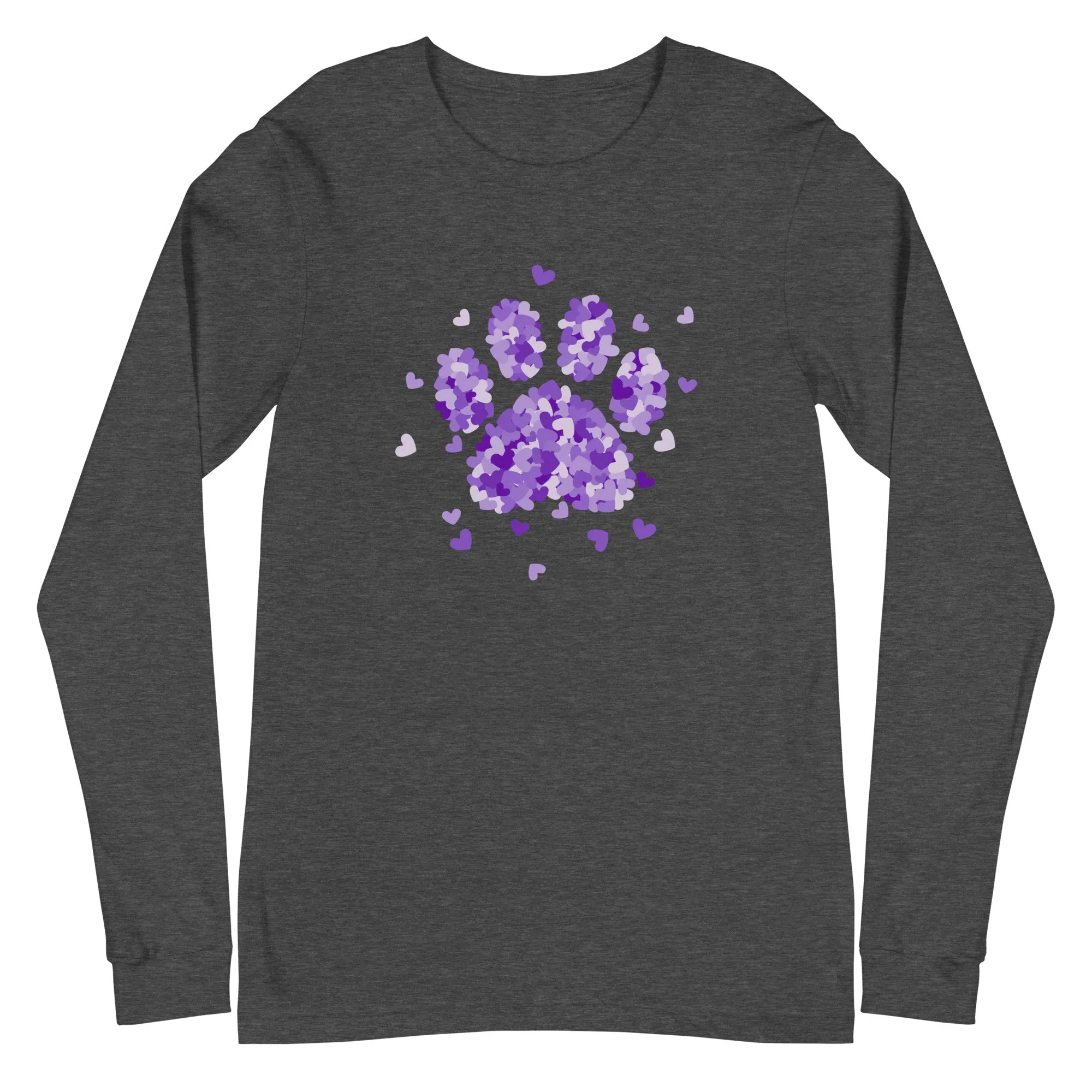 Purple Paw Print of Hearts Long Sleeve Tee