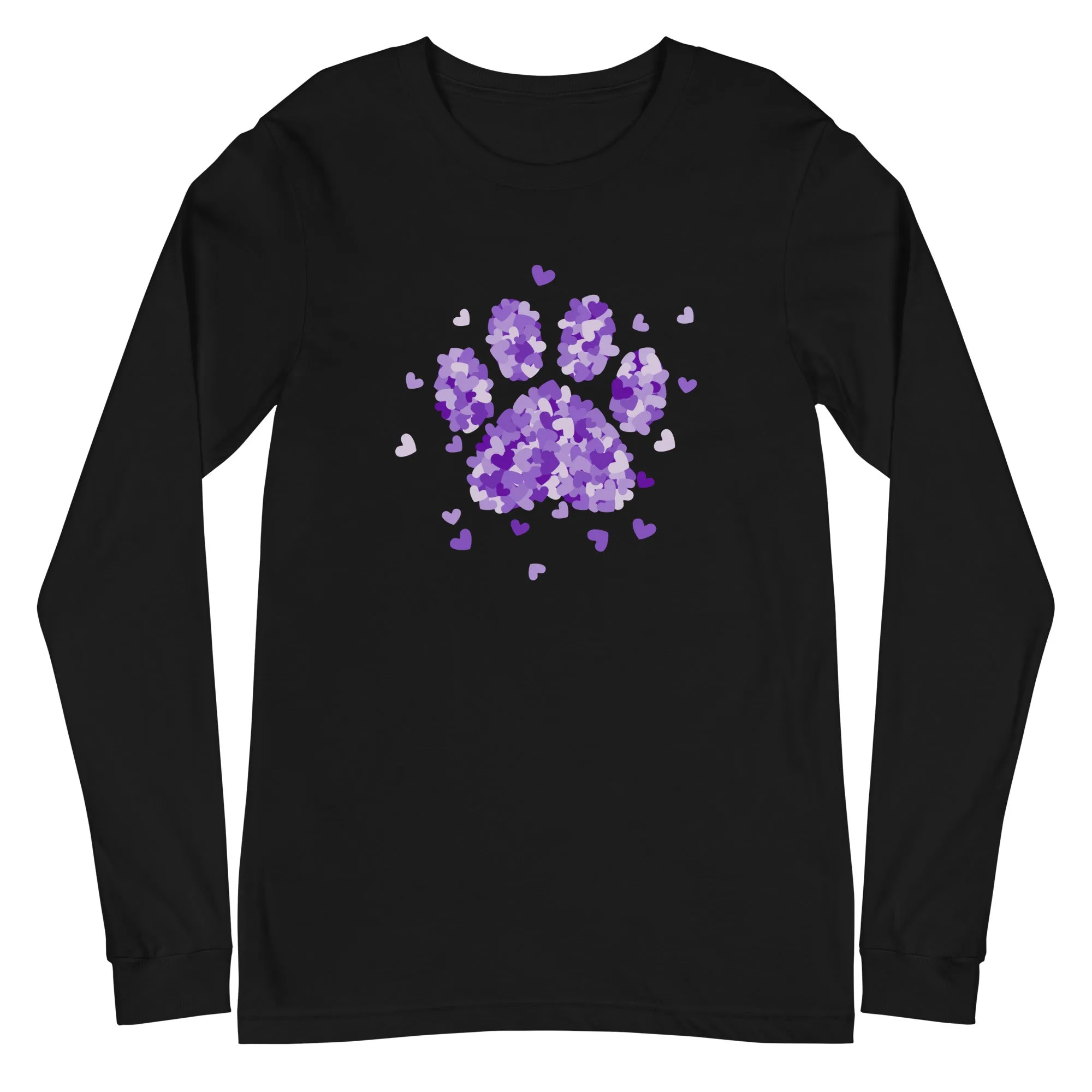 Purple Paw Print of Hearts Long Sleeve Tee