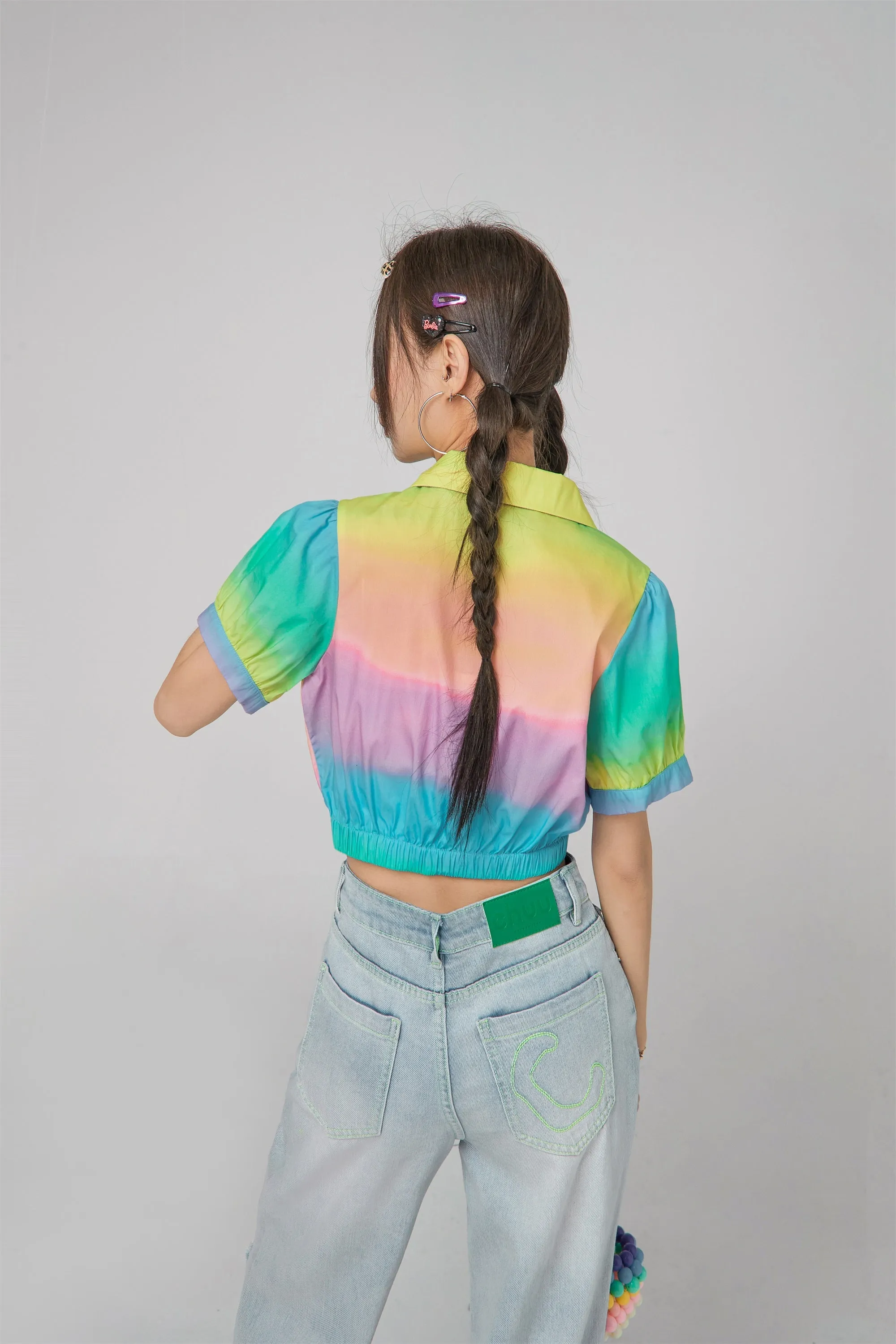 Rainbow Cropped Zip-Up Jacket