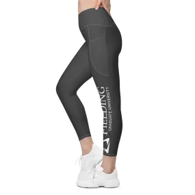 Recycled Crossover Leggings with Pockets - Dark Grey | Fielding Logo