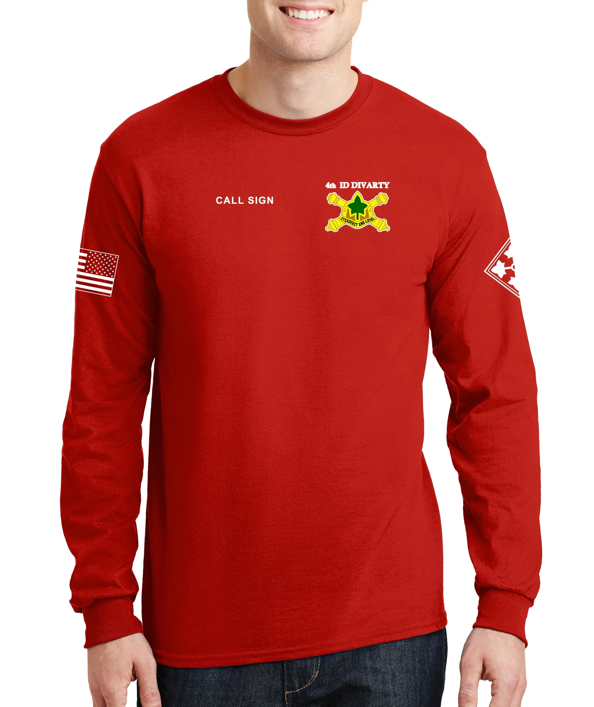 Red (All Backs) LS 50-50 Blend Unisex Shirt. This shirt IS approved for PT.