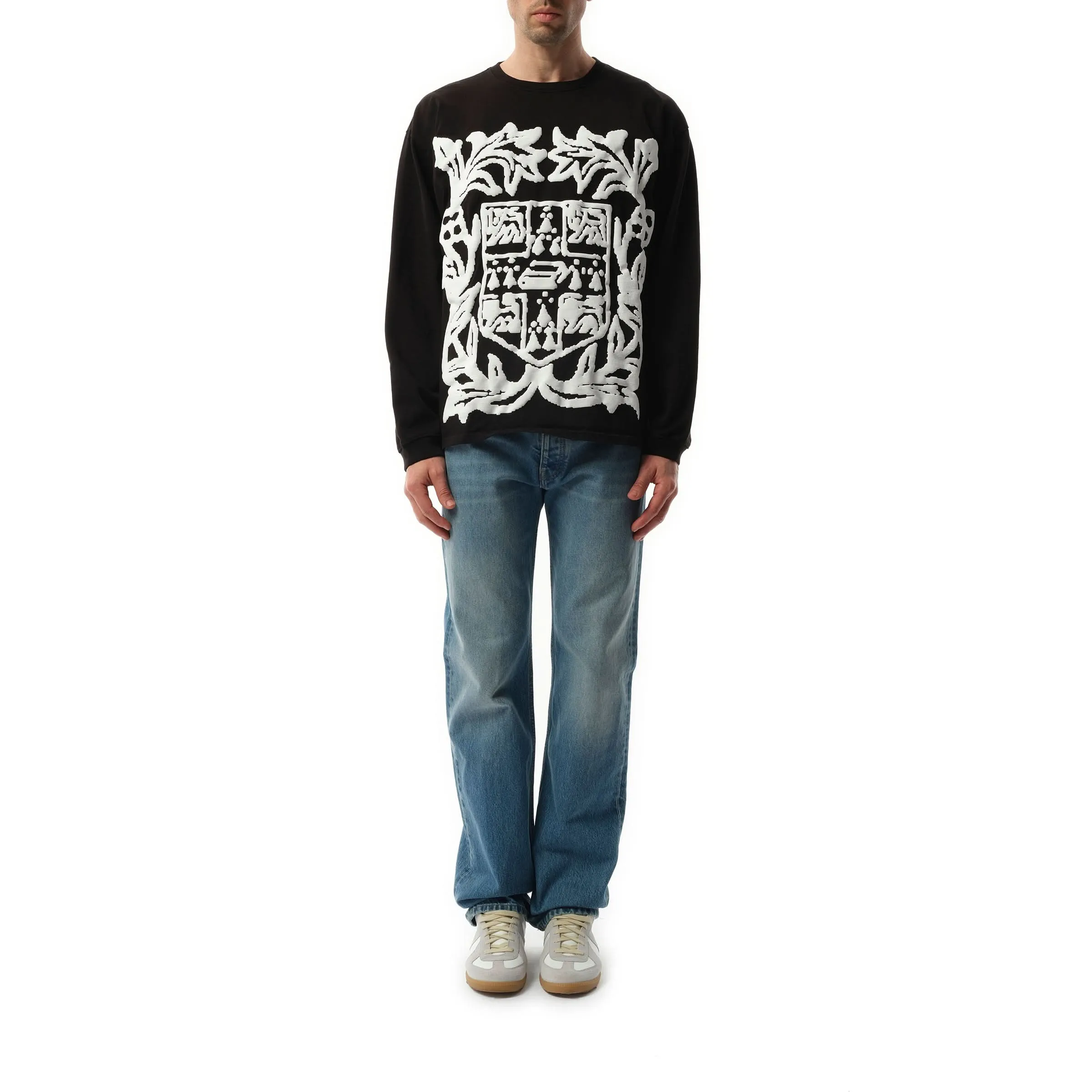 Rhude Long Sleeve T-Shirt in White/Black