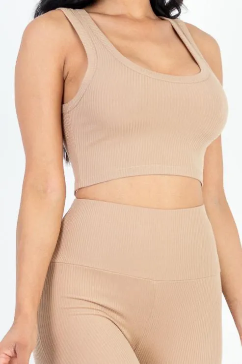 Ribbed Crop Top & Leggings Set