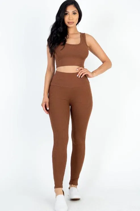 Ribbed Crop Top & Leggings Set