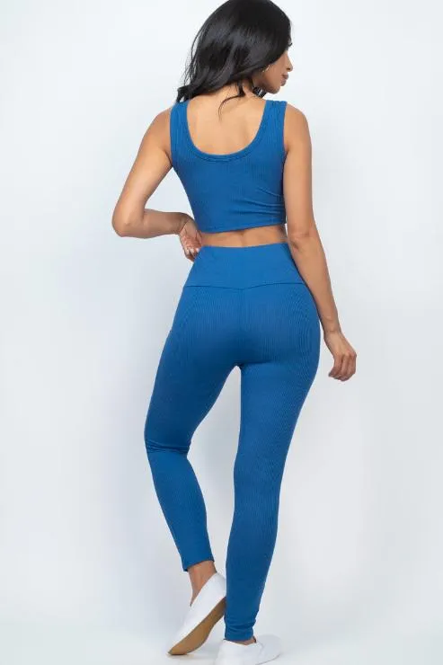 Ribbed Crop Top & Leggings Set