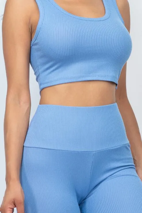 Ribbed Crop Top & Leggings Set