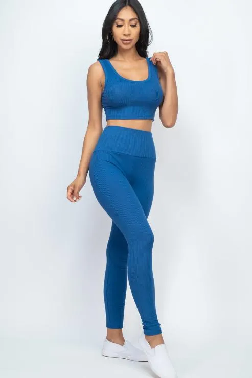 Ribbed Crop Top & Leggings Set