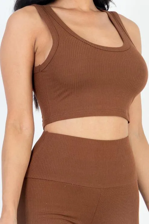 Ribbed Crop Top & Leggings Set