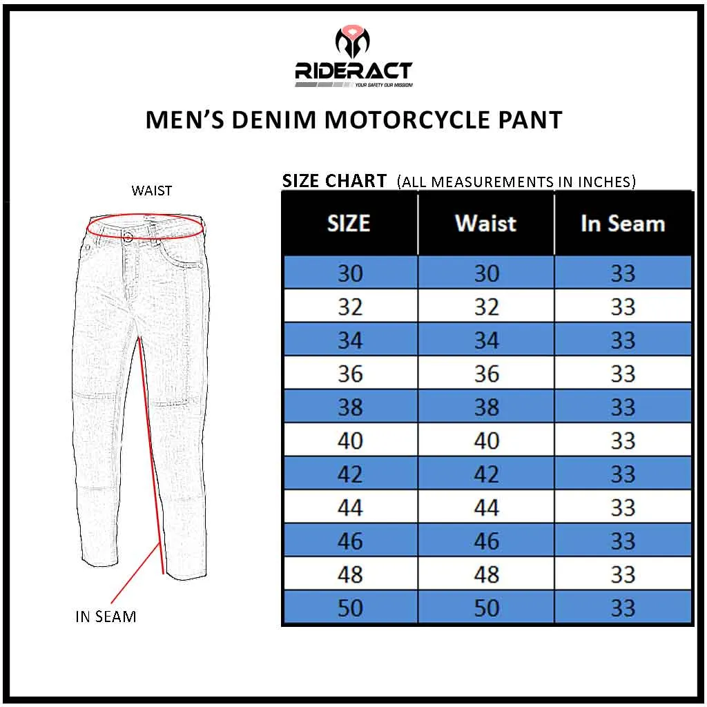 RIDERACT® Men's Reinforced Bikers Jeans Motorbike Pants Black