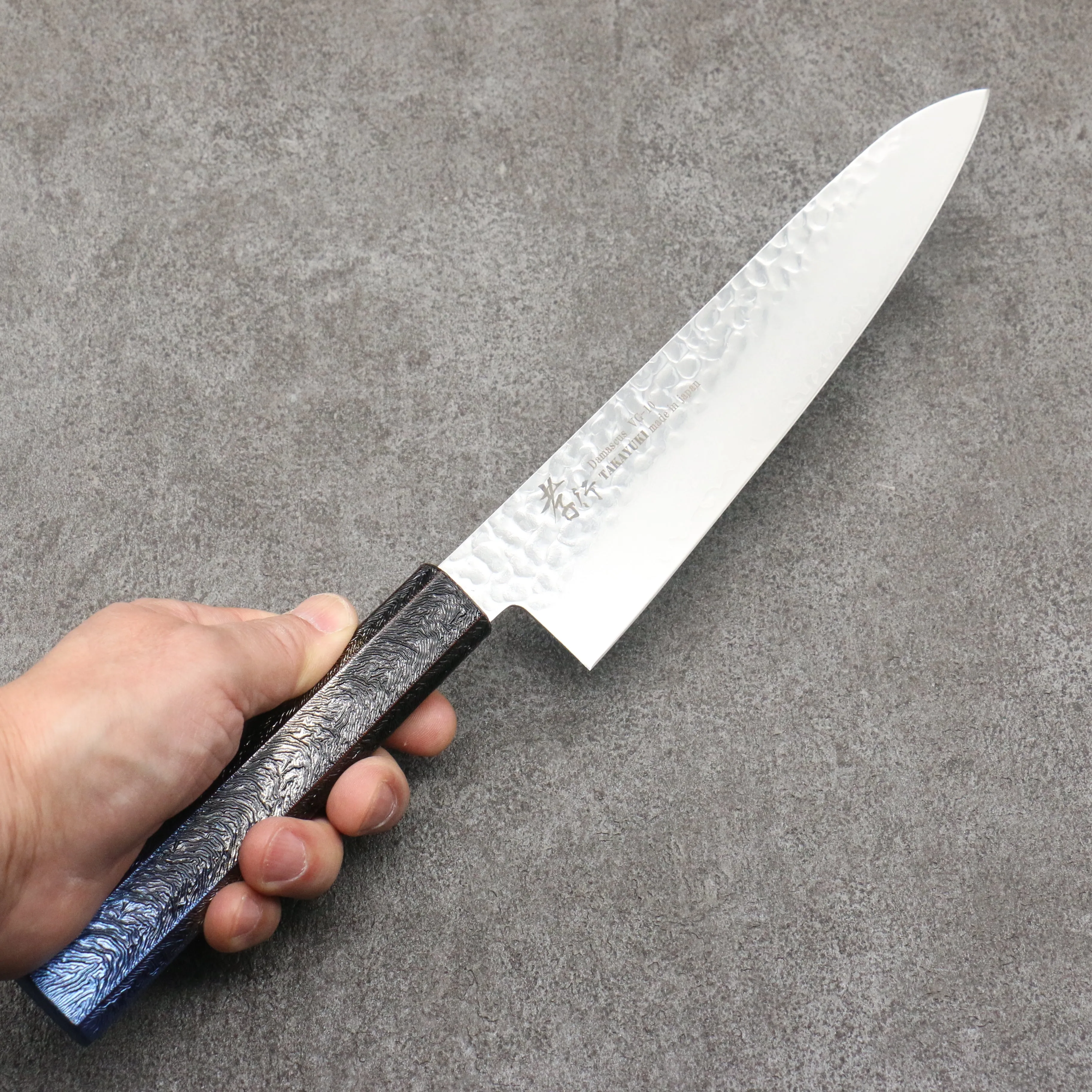 Sakai Takayuki Rinnou VG10 33 Layer Damascus Gyuto 210mm Blue Lacquered Handle