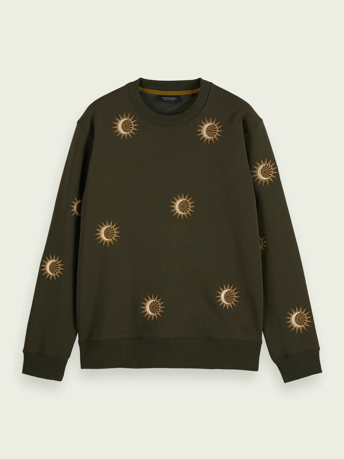 Scotch & Soda Embroidered Olive Sweater(163925)