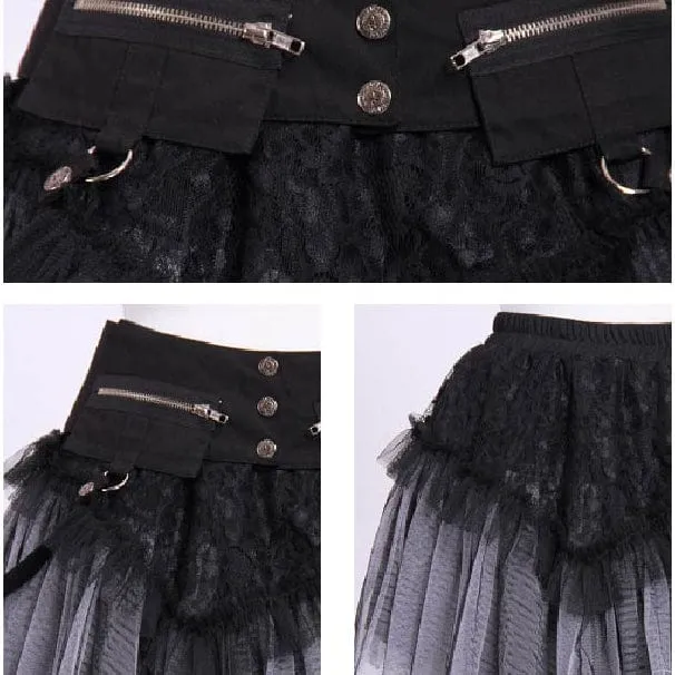 Short Layered Lace and Net Steampunk Skirt