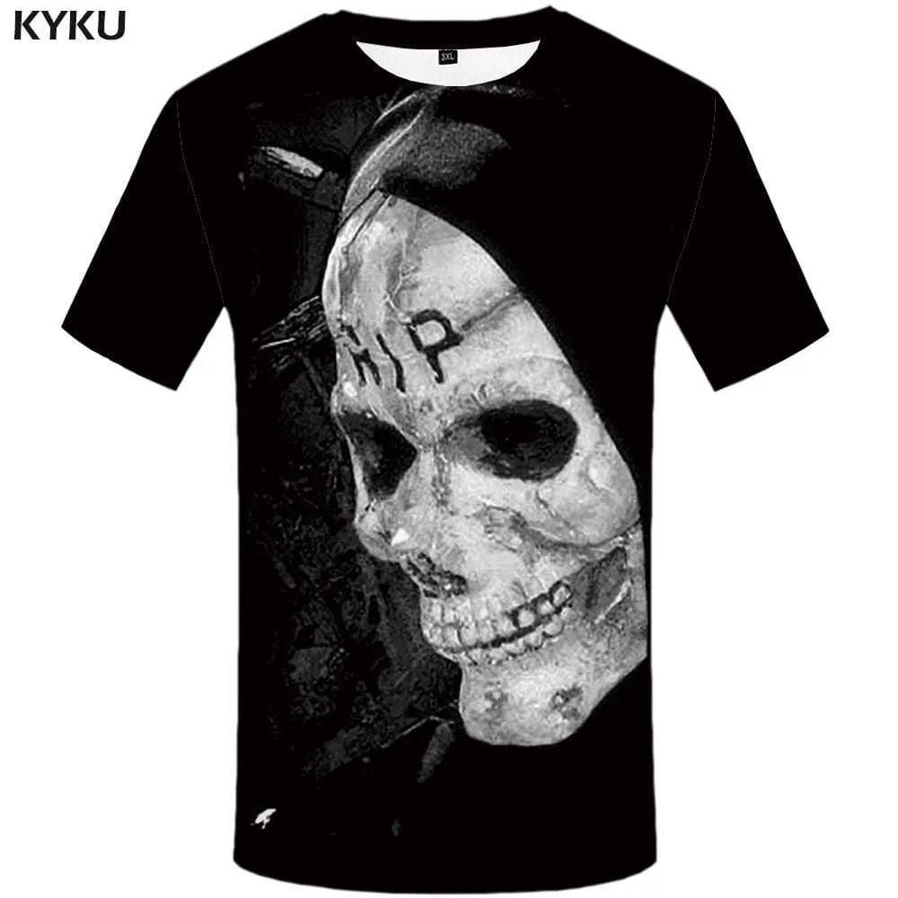 Skull T shirt Men Black T shirts Funny Graffiti T-shirt 3d Retro Tshirt Anime Cosplay Tshirts Print Mens Fashion Hip hop Unisex