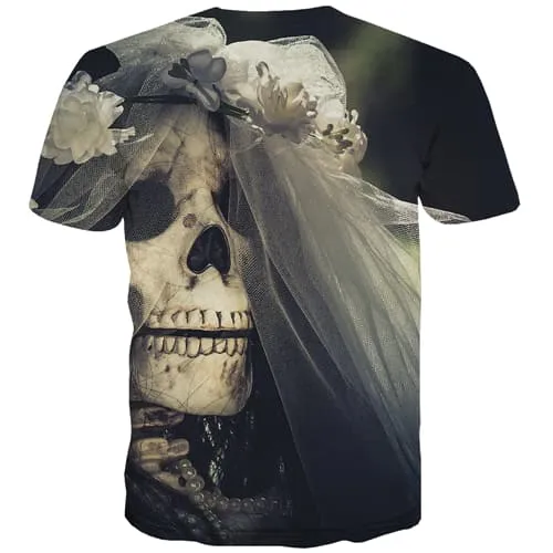 Skull T-shirt Men Flower Tshirt Printed Hip Hop Tshirts Cool Terror Tshirts Novelty Street T shirts Funny Short Sleeve Hip hop