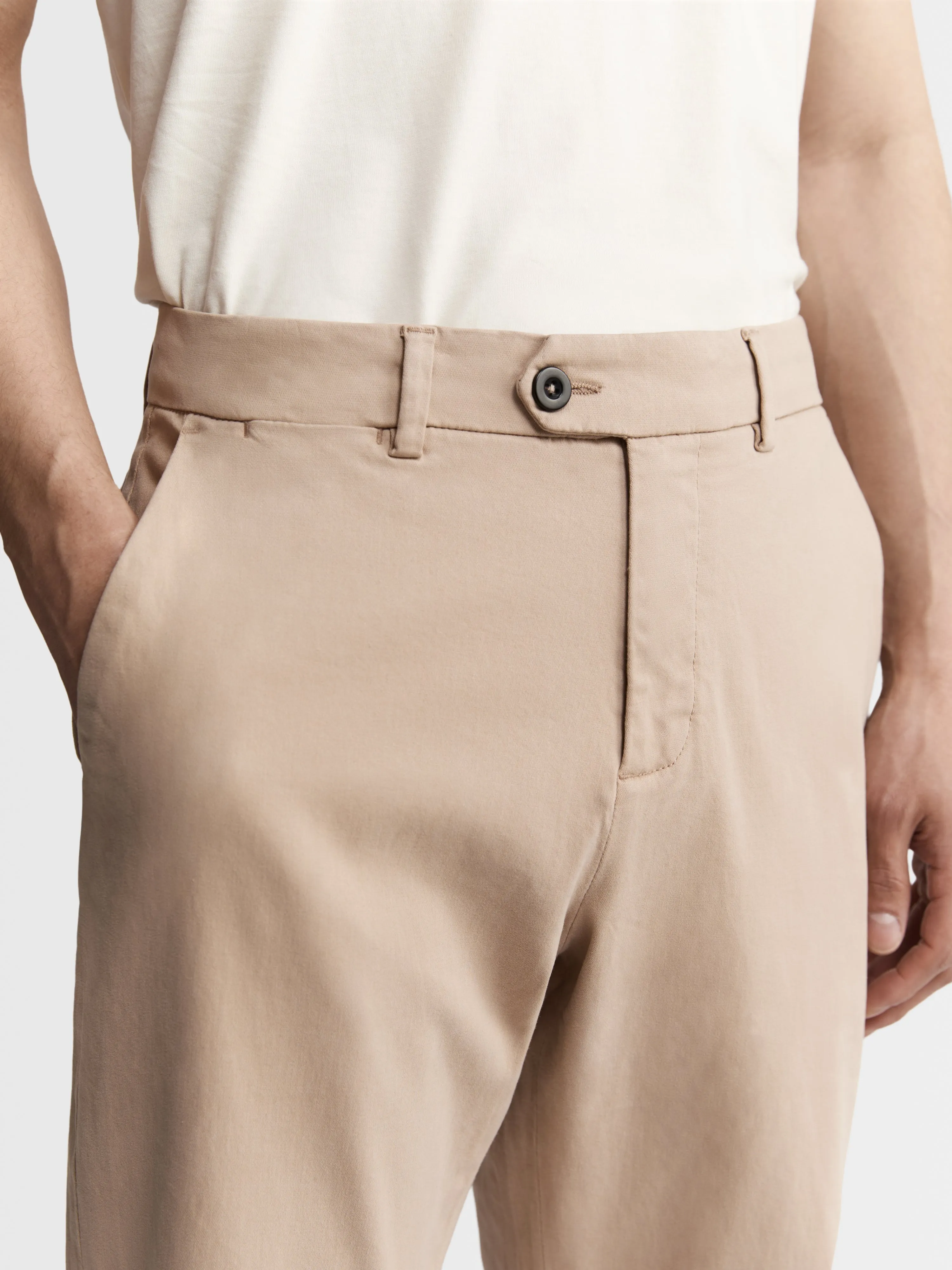 Slim Fit Sand Chinos