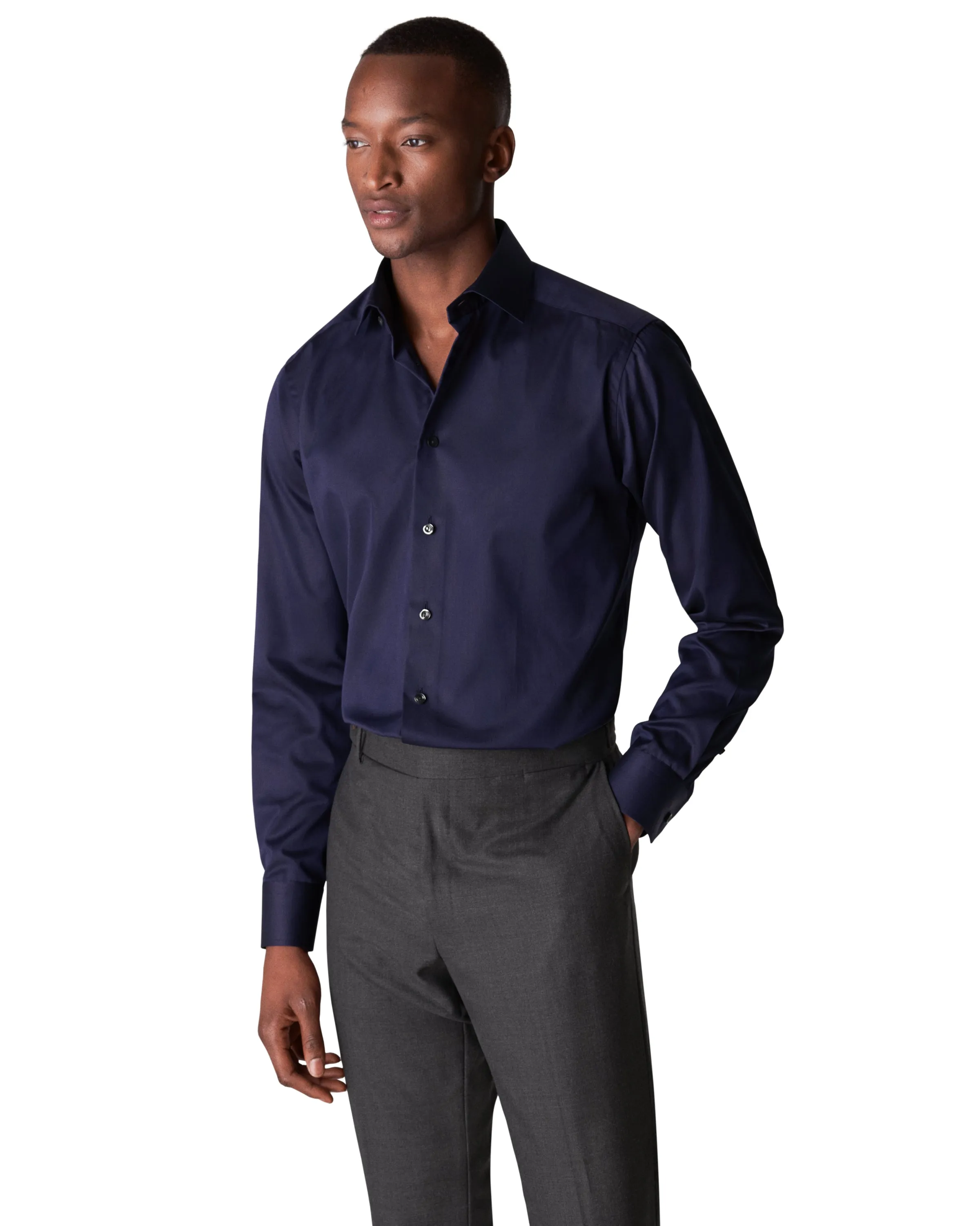 Slim Fit Single Cuff Shirt Navy