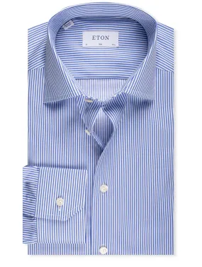 Slim Fit Striped Fine Twill Shirt Blue