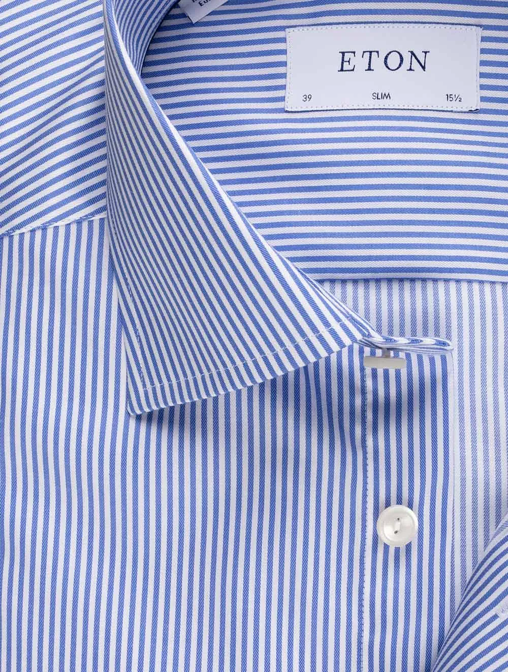 Slim Fit Striped Fine Twill Shirt Blue