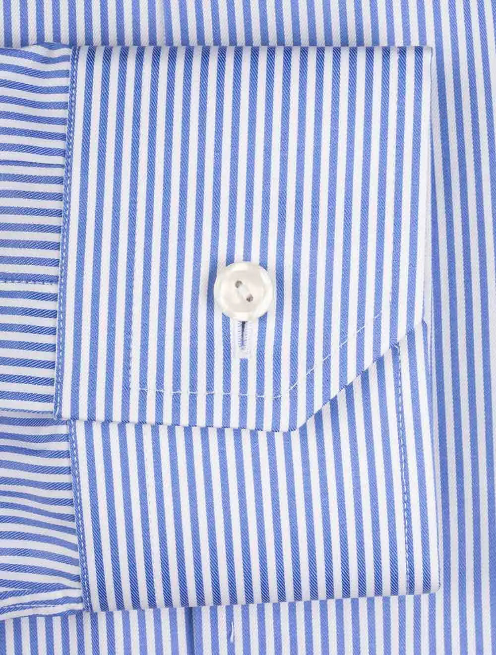 Slim Fit Striped Fine Twill Shirt Blue