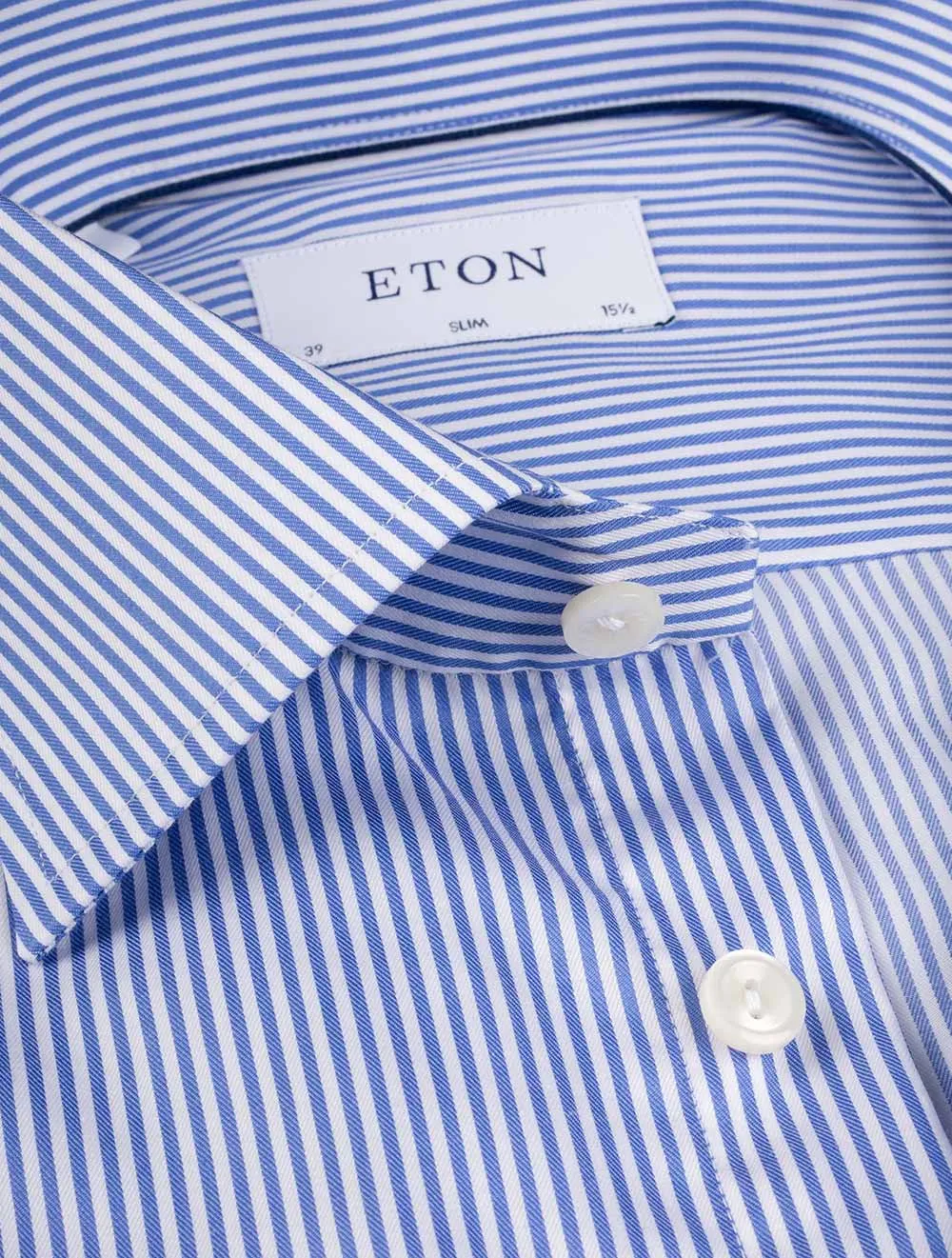 Slim Fit Striped Fine Twill Shirt Blue