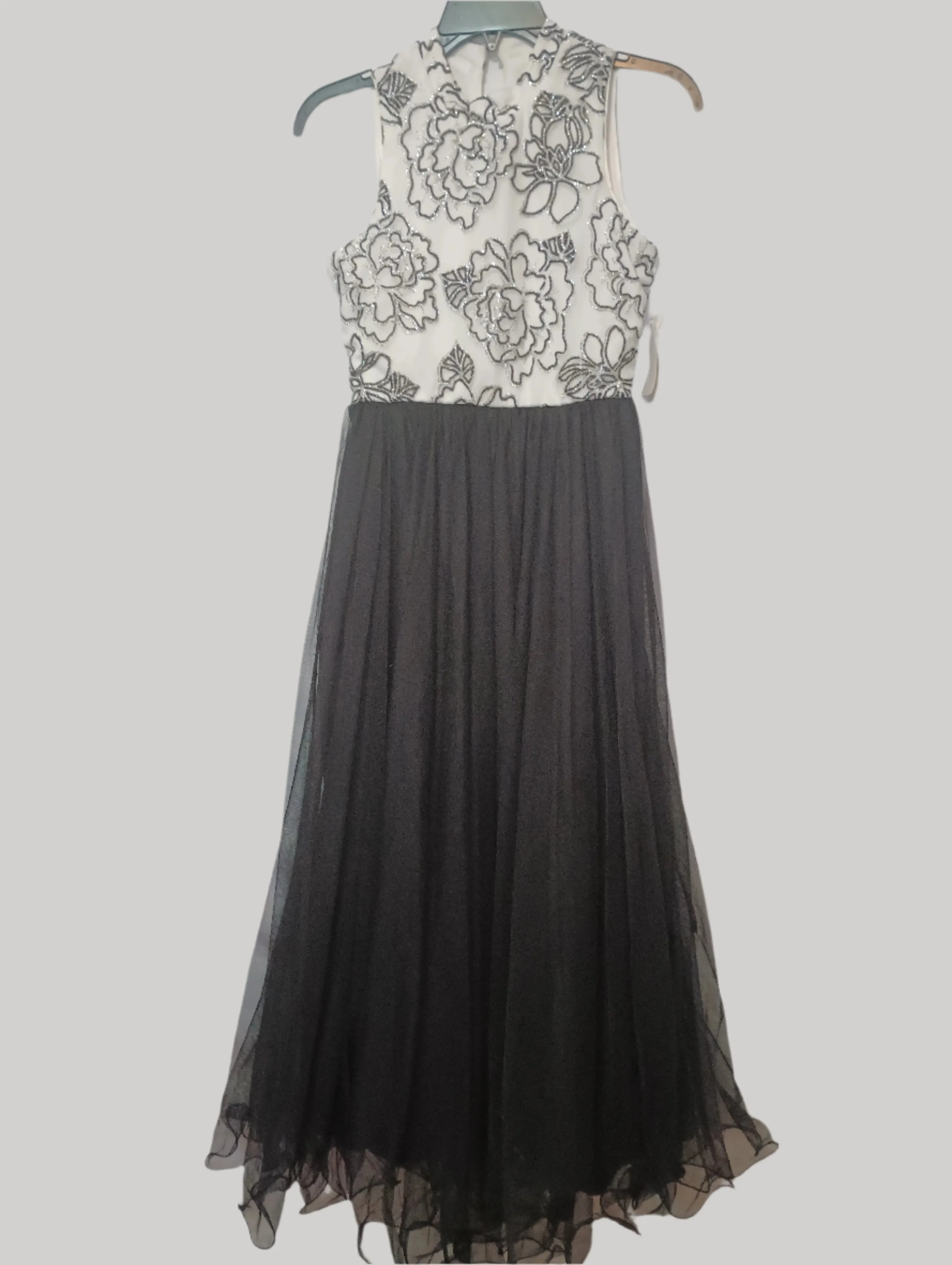 SPEECHLESS Girls Ivory/Black Sleeveless Party Dress with glitter and lace Size 16