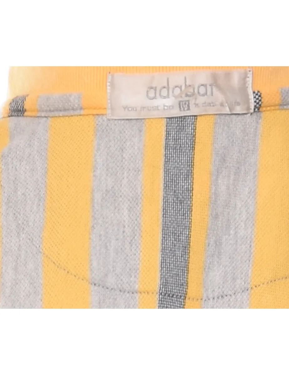 Striped Grey & Yellow Adabar Polo Shirt - M