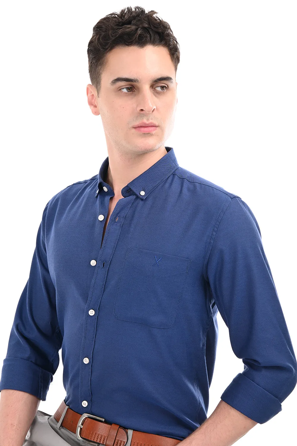 Teal New Age Oxford Semi Formal Shirt