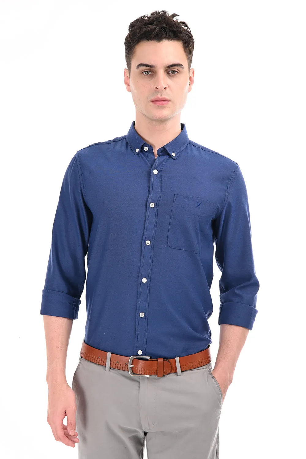 Teal New Age Oxford Semi Formal Shirt