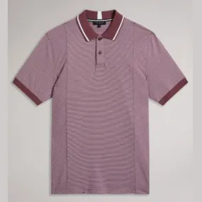 Ted Baker Taigaa Short Sleeve Regular Striped Panelled Polo Maroon