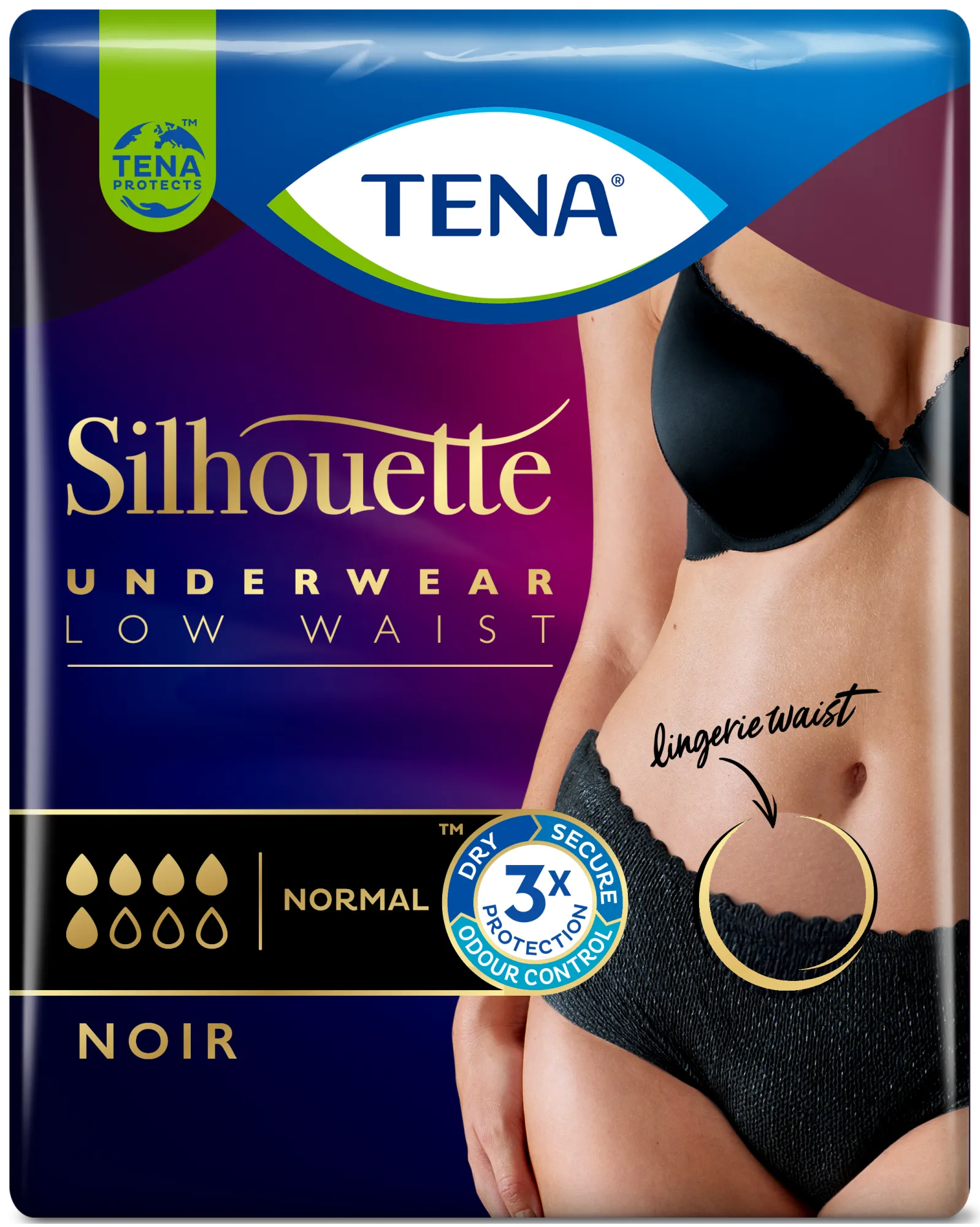 TENA Lady Silhouette Pants - Normal - Low Waist - Noir - Large - Pack of 9