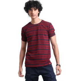 The Pique Stripes Round Neck Half Sleeved T-shirt