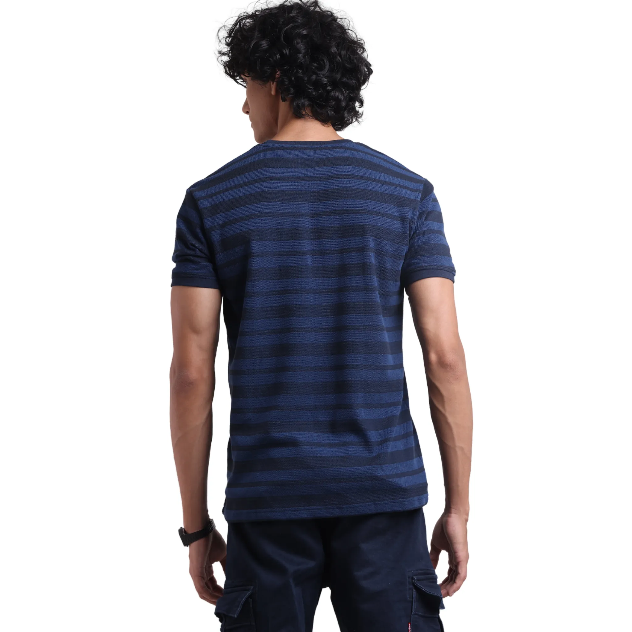 The Pique Stripes Round Neck Half Sleeved T-shirt