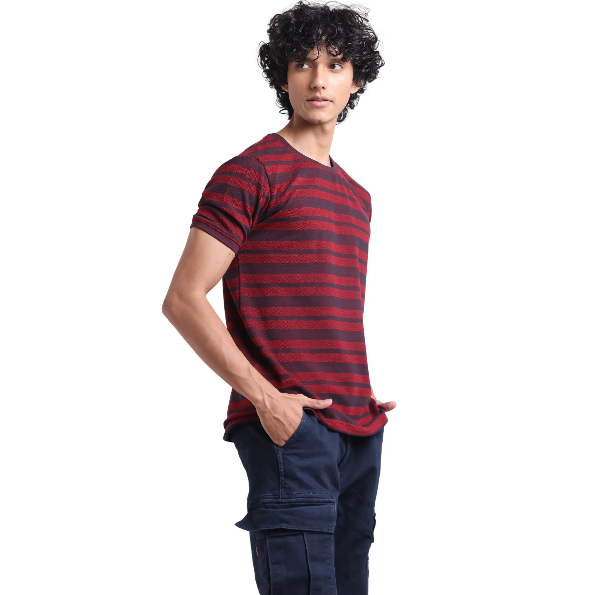 The Pique Stripes Round Neck Half Sleeved T-shirt